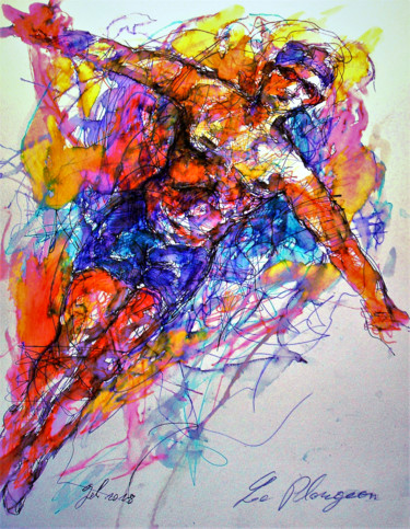 Peinture intitulée "Le plongeon" par Christophe Gol, Œuvre d'art originale, Autre