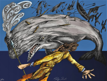 Arte digitale intitolato "Moby Dick" da Christophe Gol, Opera d'arte originale, Pittura digitale