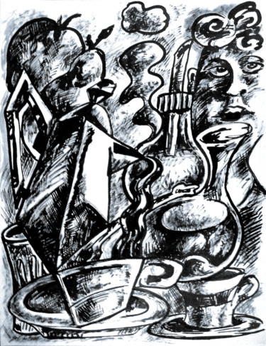 Desenho intitulada "lévitation" por Christophe Gol, Obras de arte originais, Tinta