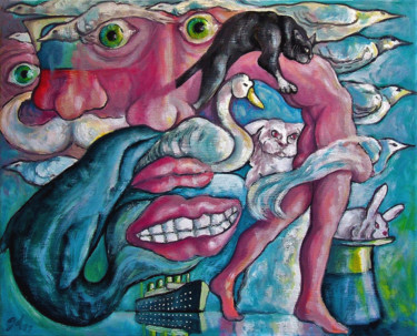 Malerei mit dem Titel "L'Illusionniste" von Christophe Gol, Original-Kunstwerk, Öl