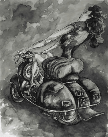 Dessin intitulée "La vespasienne" par Christophe Gol, Œuvre d'art originale, Encre
