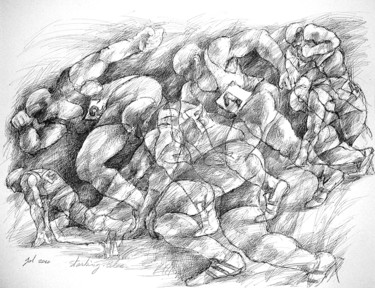 Dibujo titulada "Starting-block" por Christophe Gol, Obra de arte original, Bolígrafo