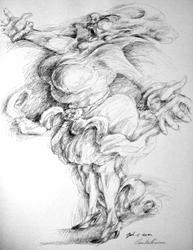 Desenho intitulada "Cantatrice" por Christophe Gol, Obras de arte originais, Canetac de aerossol