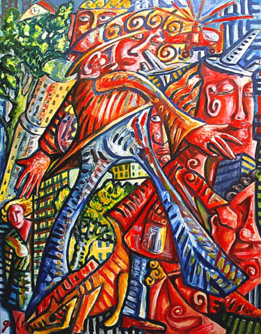 Malerei mit dem Titel "Relief" von Christophe Gol, Original-Kunstwerk, Öl