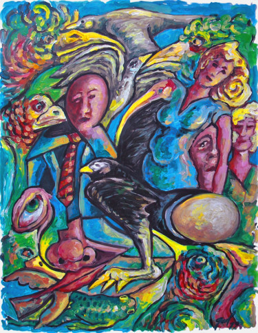 Pintura titulada "Une hirondelle fait…" por Christophe Gol, Obra de arte original, Acrílico