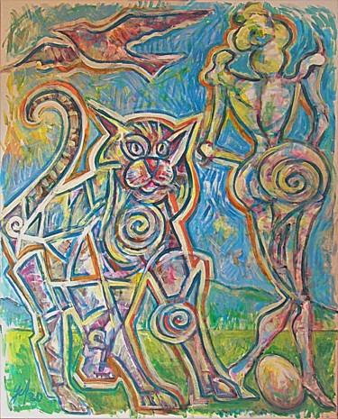 Malerei mit dem Titel "L'Oeuf" von Christophe Gol, Original-Kunstwerk, Acryl