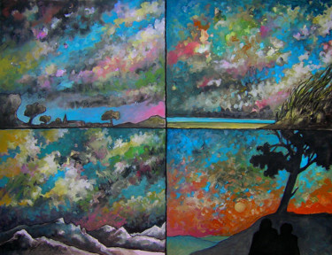 Malerei mit dem Titel "Les ciels" von Christophe Gol, Original-Kunstwerk, Acryl