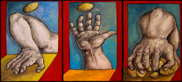 Painting titled "Patate" by Christophe Gol, Original Artwork, Gouache