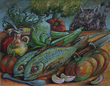 Pintura titulada "L'Art de la table" por Christophe Gol, Obra de arte original, Acrílico