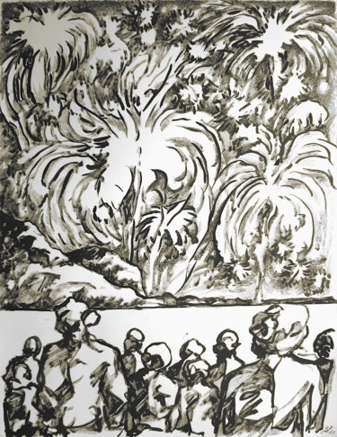 Disegno intitolato "Bouquet final" da Christophe Gol, Opera d'arte originale, Inchiostro