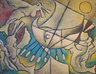Картина под названием "Les sirènes" - Christophe Gol, Подлинное произведение искусства, Акрил Установлен на Деревянная панель