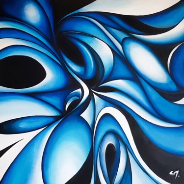 Картина под названием "Black and blue abst…" - Alienkris, Подлинное произведение искусства, Акрил