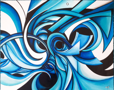 Peinture intitulée "Blue abstract" par Alienkris, Œuvre d'art originale, Acrylique
