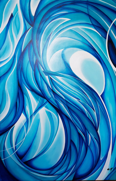 Malerei mit dem Titel "Blue flow" von Alienkris, Original-Kunstwerk, Acryl