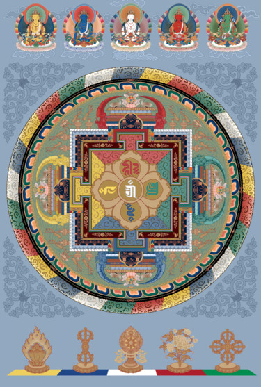 Painting titled "Mandala of the Five…" by Christopher Banigan, Original Artwork