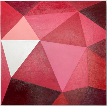 Ζωγραφική με τίτλο "Ruby Fragment, 24x24" από Christopher Davis, Αυθεντικά έργα τέχνης, Λάδι