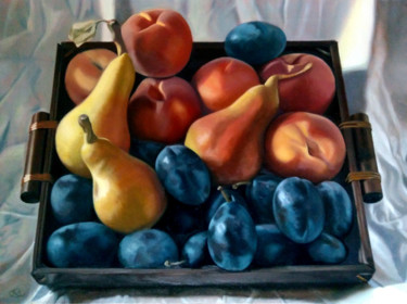 Pintura titulada "fruit in lacquered…" por Christopher David Moore, Obra de arte original