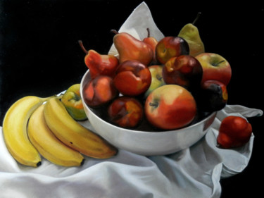 Peinture intitulée "China bowl of fruti…" par Christopher David Moore, Œuvre d'art originale