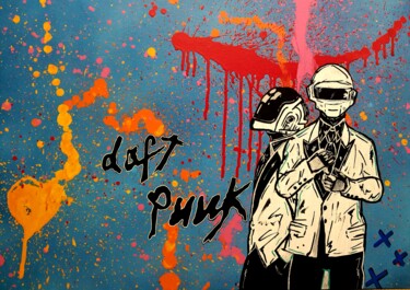 Painting titled "Daft punk" by Christopher Normandin (Dark art), Original Artwork, Acrylic