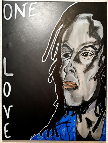 Painting titled "One love" by Christopher Normandin (Dark art), Original Artwork, Acrylic Mounted on Wood Stretcher frame