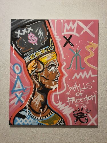 Painting titled "Pharaon" by Christopher Normandin (Dark art), Original Artwork, Acrylic Mounted on Wood Stretcher frame