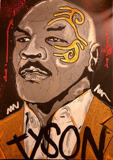 Malerei mit dem Titel "Tyson graffiti" von Christopher Normandin (Dark art), Original-Kunstwerk, Acryl