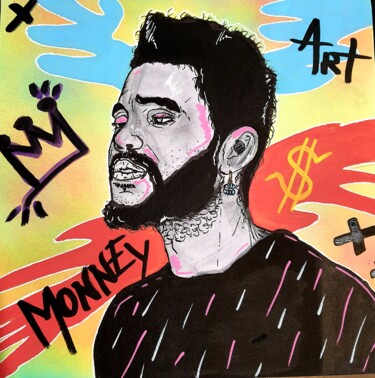 Painting titled "The weeknd" by Christopher Normandin (Dark art), Original Artwork, Acrylic