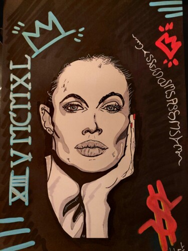Painting titled "Angelina by dark-art" by Christopher Normandin (Dark art), Original Artwork, Acrylic
