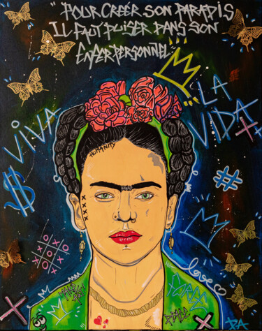 Malerei mit dem Titel "Frida" von Christopher Normandin (Dark art), Original-Kunstwerk, Acryl