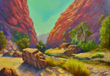 Painting titled "Simpsons Gap, West…" by Christopher Vidal, Original Artwork, Oil