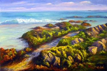 Malerei mit dem Titel "Tides out Cape Conr…" von Christopher Vidal, Original-Kunstwerk, Öl