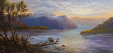 Painting titled "Lake Burbury near Q…" by Christopher Vidal, Original Artwork, Oil