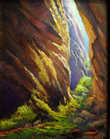 Pintura titulada "Warm lights canyoni…" por Christopher Vidal, Obra de arte original, Oleo