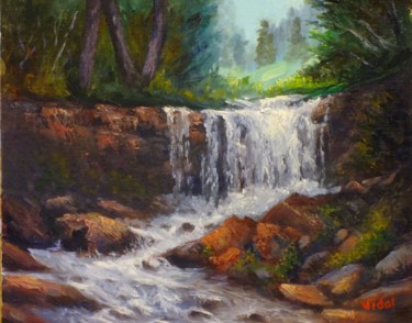 Painting titled "Waterfall" by Christopher Vidal, Original Artwork, Oil