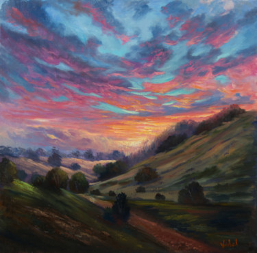 Pittura intitolato "Sunset at Western R…" da Christopher Vidal, Opera d'arte originale, Olio