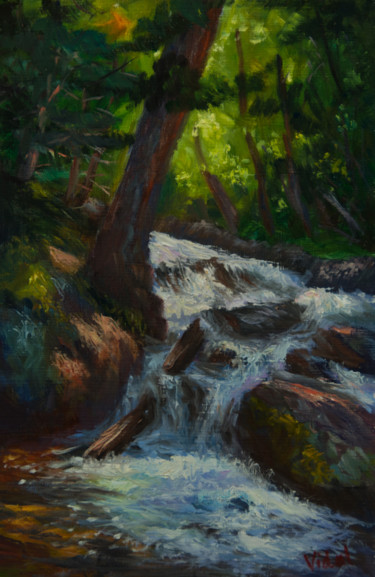 Painting titled "Tranquil Hidden Wat…" by Christopher Vidal, Original Artwork, Oil