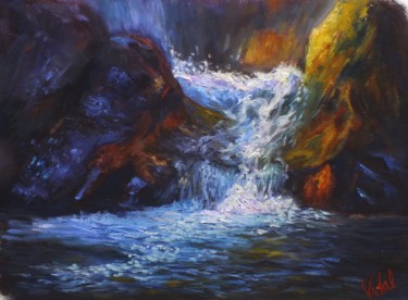 Malerei mit dem Titel "Falls at the lower…" von Christopher Vidal, Original-Kunstwerk, Öl