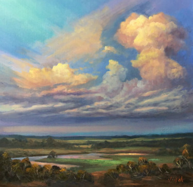 Pintura intitulada "Storm clouds over t…" por Christopher Vidal, Obras de arte originais, Óleo