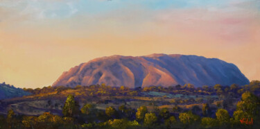 Pintura intitulada "Sunrise on Uluru (A…" por Christopher Vidal, Obras de arte originais, Óleo