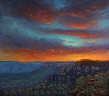 Painting titled "Observing sunset on…" by Christopher Vidal, Original Artwork, Oil