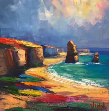 Painting titled "The Great Ocean Road" by Christopher Vidal, Original Artwork, Acrylic