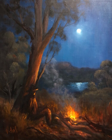 Painting titled "Silence of the Night" by Christopher Vidal, Original Artwork, Oil Mounted on Aluminium