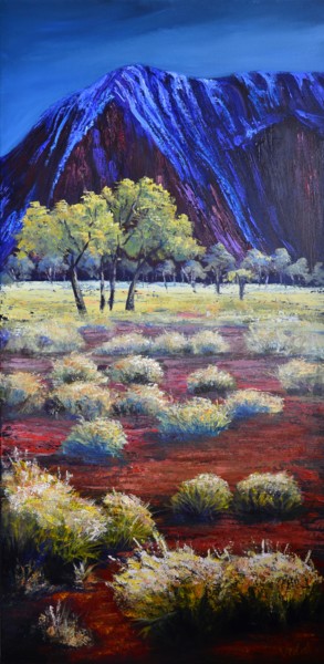 Malerei mit dem Titel "Uluru after the rain" von Christopher Vidal, Original-Kunstwerk, Acryl