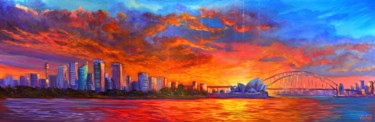 Sunset on Sydney Harbour Painting titled "Sunset on Sydney Ha…" by Christopher Vidal, Original Art, Acrylic