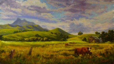 Pintura titulada "Farmlands near Mt W…" por Christopher Vidal, Obra de arte original, Oleo