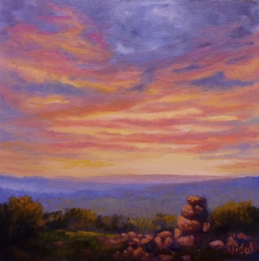 Peinture intitulée "Sunset Sky 1" par Christopher Vidal, Œuvre d'art originale, Huile