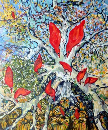 Peinture intitulée "Pumpkin Treetop, Le…" par Christopher Walker, Œuvre d'art originale, Huile Monté sur Châssis en bois
