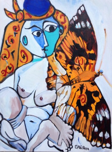 Schilderij getiteld "Painted Lady - Vane…" door Christopher Walker, Origineel Kunstwerk, Olie