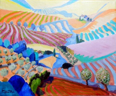 Картина под названием "Provencal Vines - D…" - Christopher Walker, Подлинное произведение искусства, Масло Установлен на Дер…