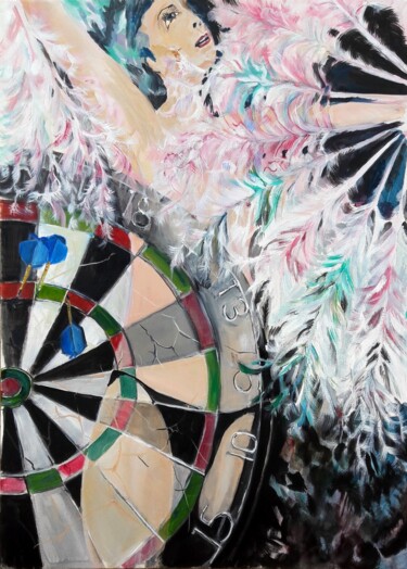 Painting titled "Feathers" by Christopher Walker, Original Artwork, Oil Mounted on Wood Stretcher frame